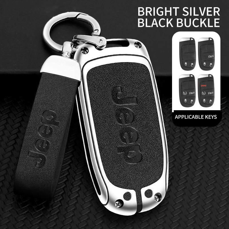 CNE1 Zinc Alloy Leather Car Key Cover Case Fob for Jeep Renegade Compass Cherokee Grand for Chrysler 300C Wrangler Car Accessories