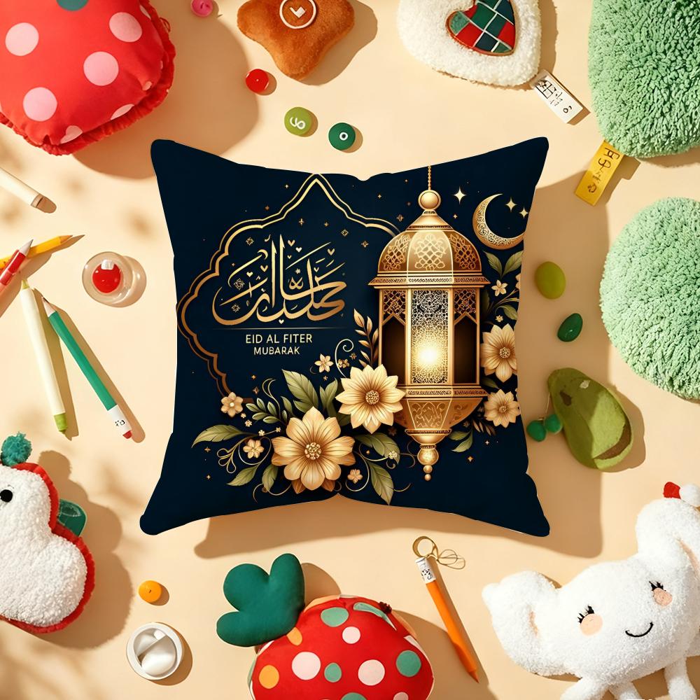 Ramadan Islamic Eid Muslim Halal Cushion Cover Plush Fabric Soft DoubleSided Printed Sofa Warm Winter Home Gift Pillow Cover