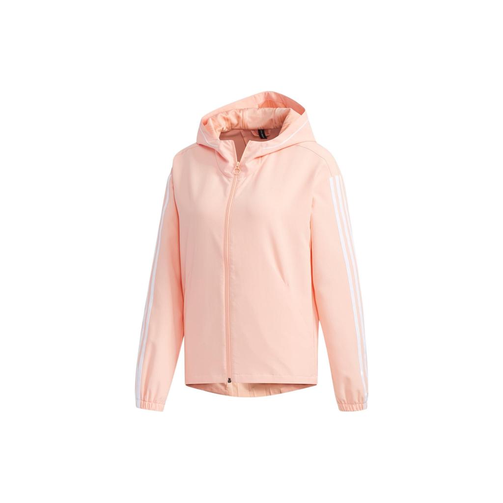 Adidas Neo Solid Color Classic Three Stripe Zip-Up Hoodie Women Jacket Pink EI4269