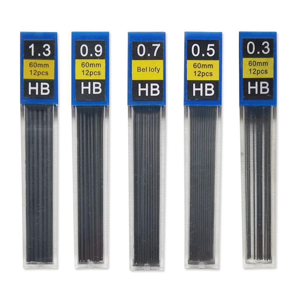 6 Boxes 0.3/0.5/0.7/0.9/1.3/2.0/3.0mm Mechanical Pencil Lead  Writing Accessories