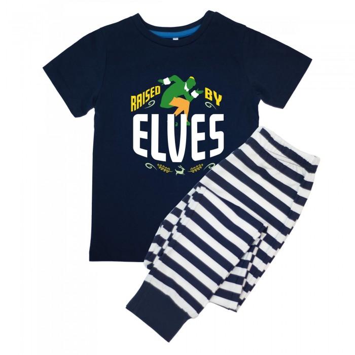 Elf Boys Raised By An Elf Stripe Short-Sleeved Long Pyjama Set