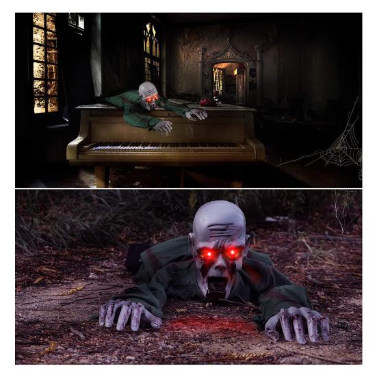 Хэллоуин ползающий призрак украшение реалистичный электрический скелет декор со страшным звуком светящийся