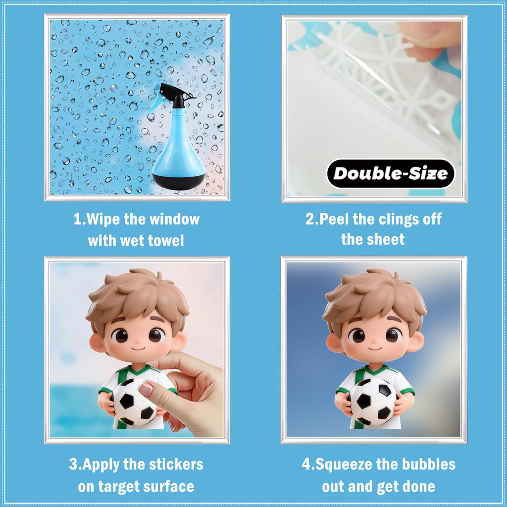 Static Stickers Cartoon Children's Soccer  Decorative Wall Stickers
