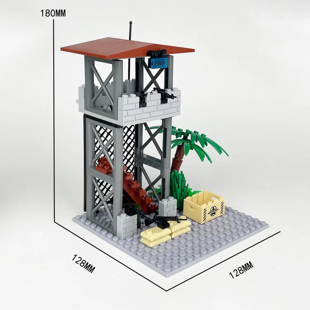 Детские конструкторы Игрушки Оборонительная и военная сцена Наблюдательная вышка Командный пункт Сигнальная база Полицейское проволочное ограждение Кронштейн