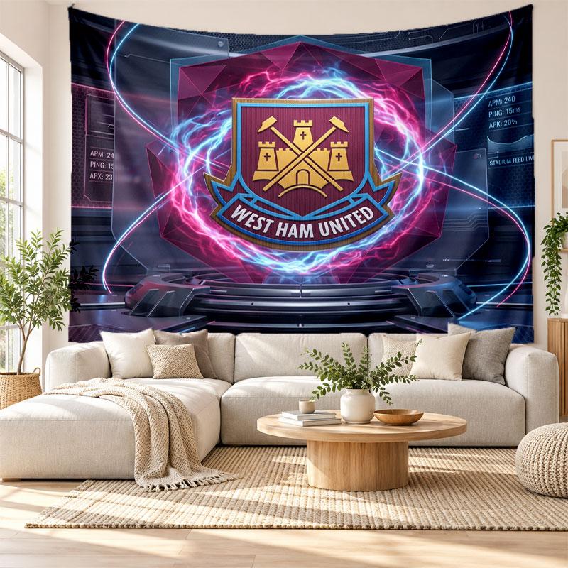 West Ham United Football Wall Tapestry, Soft Fabric Wall Hanging, Decorative Backdrop For Bedroom Home Wall Art