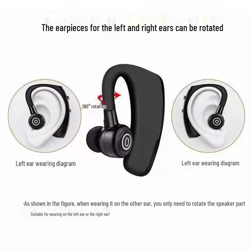 V9S Wireless Bluetooth Headset: Single-Ear, Stereo, Ideal for Sports, Business, and Compatible with Apple, Huawei, and Android Devices.