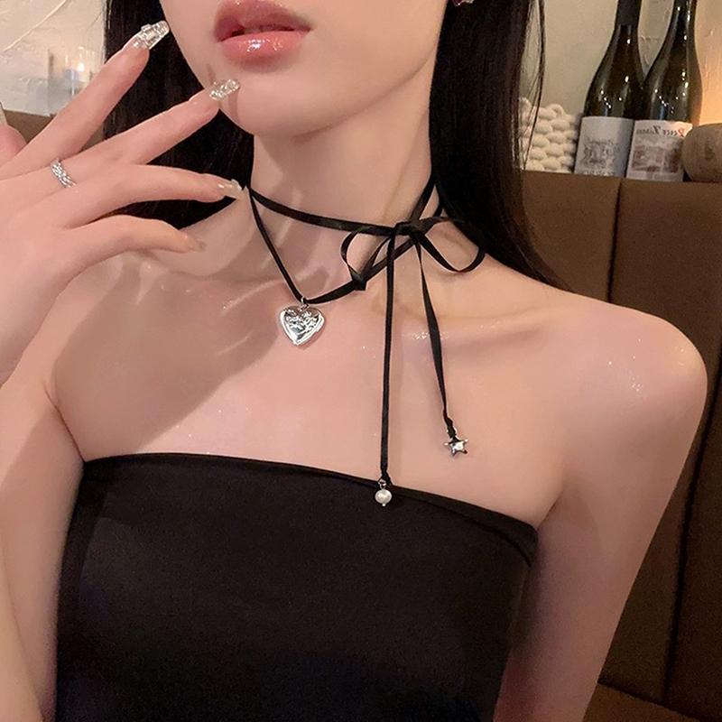 Розовое колье Y2K с подвеской в виде персикового сердца, завязанное веревкой, для женщин, ретро, милое, харадзюку, колье-шарм, ювелирное украшение, подарок