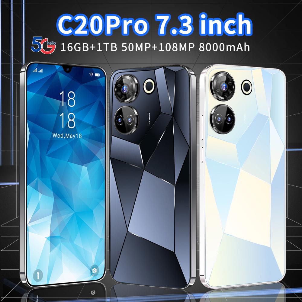 C20Pro 7,3-дюймовый полноэкранный Android-смартфон, 16 ГБ ОЗУ + 1 ТБ памяти