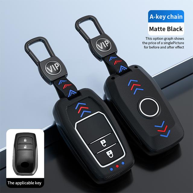 Чехол для ключей автомобиля с узором из углеродного волокна, брелок для Toyota CHR Hilux Fortuner Land Cruiser 200 Camry Corolla Crown RAV4 Highland