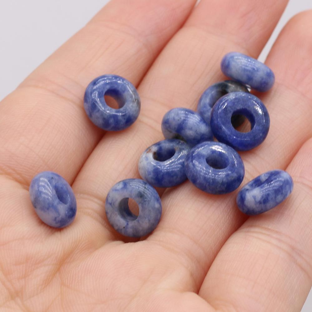 Round Bead Big Hole Loose Beads Colorful Loose Agates Stone Beads Lotus Perforated Beads Necklace