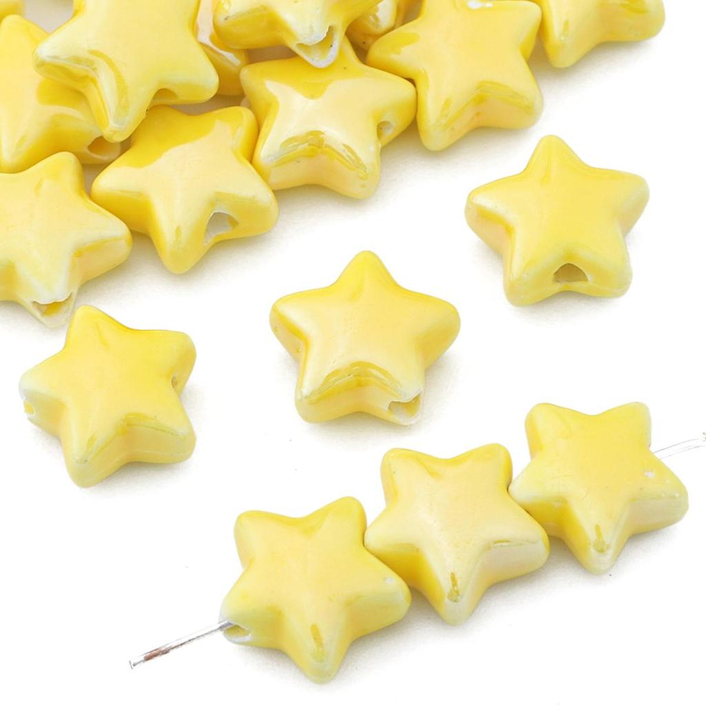 10 шт., 14 мм, выбор цвета, керамические бусины с пятиконечной звездой для изготовления ювелирных изделий, ожерелье, браслет, серьги «сделай сам»