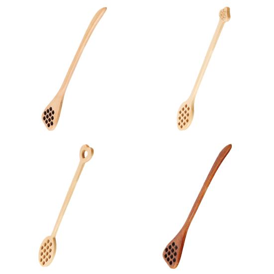 Ложка для перемешивания с отверстием, длинная ручка, многофункциональная деревянная палочка для смешивания, посуда, пищевой мед, кофе