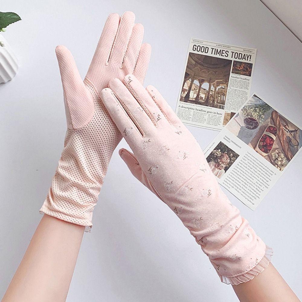 Хлопковые перчатки средней длины для сенсорного экрана Солнцезащитные перчатки для верховой езды Перчатки для вождения Женские перчатки