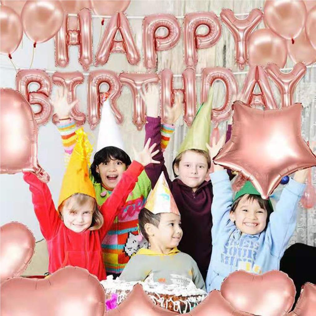 Розовое золото С днем рождения Звезда Сердце Украшения Набор конфетти Гелиевые шары Точки Мальчик Девочки Церемония Юбилей