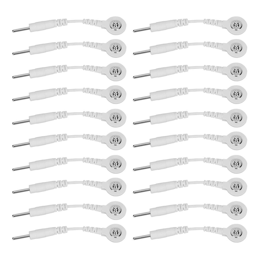 20 шт. Электродные провода 2,0 дюйма Портативные сменные кнопочные электродные отводящие провода для терапевтических инструментов Белый