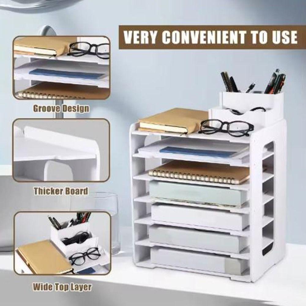 Space Saving Table File Rack Large Capacity File Holder Creative Desk Organizer for Home