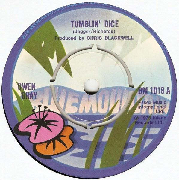 7-дюймовая пластинка OWEN GRAY Tumblin Dice BM1018 Blue Mountain 1973 UK Регги Ска Даб Б/у