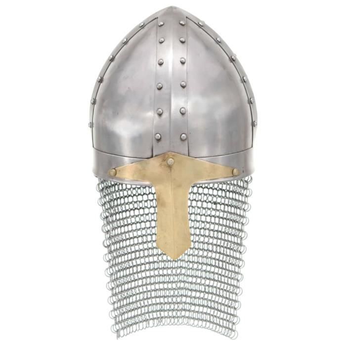 VidaXL Antique Crusader Knight Helmet for LARP Silver Steel
