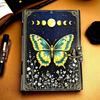 Butterfly Grimoire Journal – Celestial Leather Notebook | Lunar Moth Spell Book of Shadows