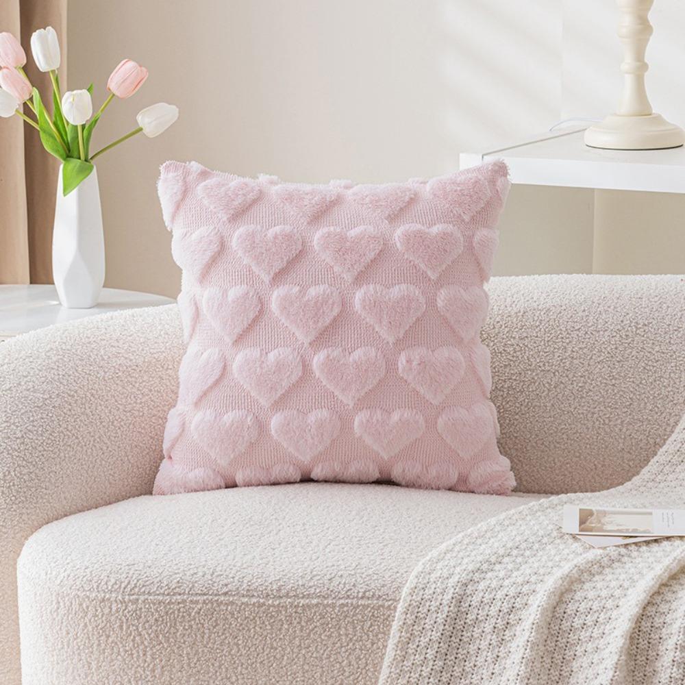 45*45 CM Heart Plush Pillow Cover Romantic Throw Pillow Cover Sweet Cushion Cover  Bedroom Decor