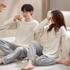Autumn/Winter Couple's Pajamas: Women's Ins-Style and Men's Casual Loose Combed Cotton Two-Piece Set