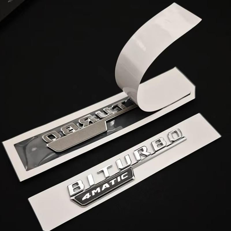 For Mercedes Benz ABS Chrome Car Trunk C43 C63 Emblem Sticker V8 BITURBO 4MATIC Badge Decals Accessories For Mercedes Benz AMG W205 W206 C205 WQ9