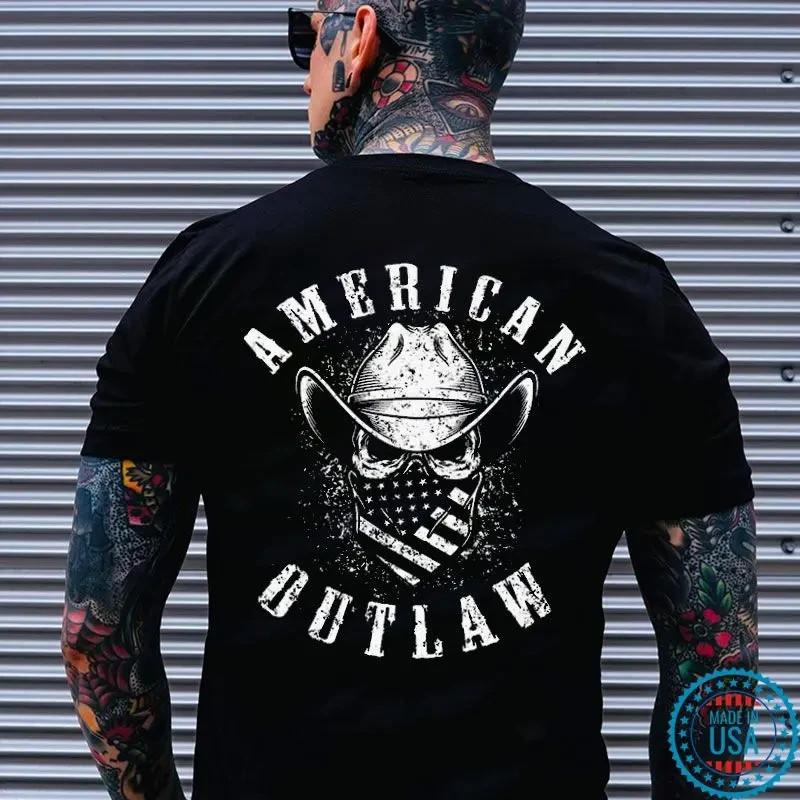 AMERICAN OUTLAW Мужская унисекс футболка с принтом «Череп ковбоя»