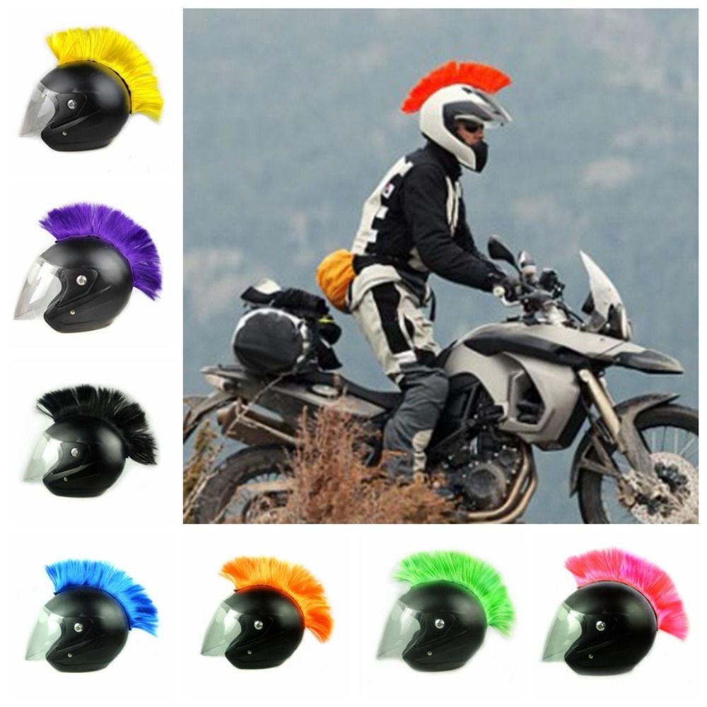 Punk Mohawk Helmet Wig Sticker Paste Helmet Decoration Hair DIY Cockscomb Helmet Wig Motocross