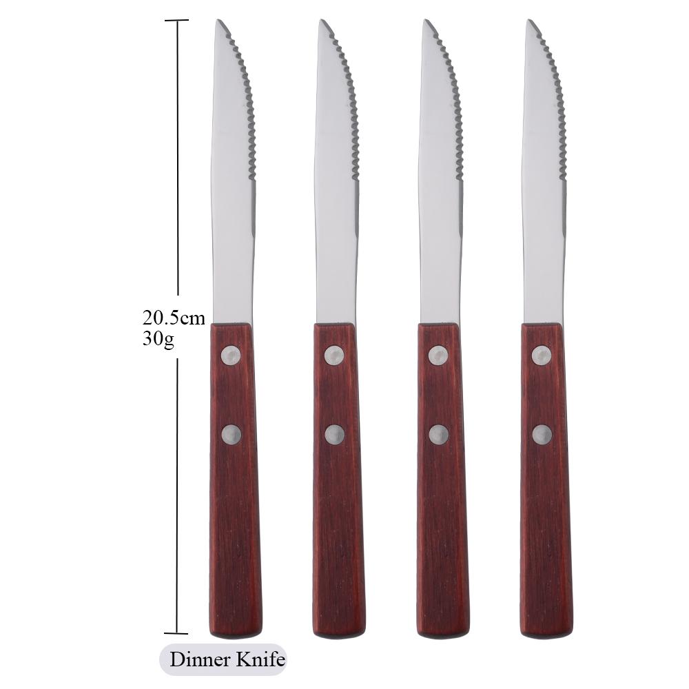 4/6/10 шт., обеденный нож, посуда, деревянная ручка, серебряные ножи для стейка, набор столовых приборов из нержавеющей стали 304, набор кухонных столовых приборов в западном стиле
