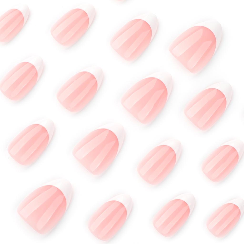 Минималистичный классический французский маникюр с белым краем короткий миндальный ноготь горячая продажа накладные ногти piece