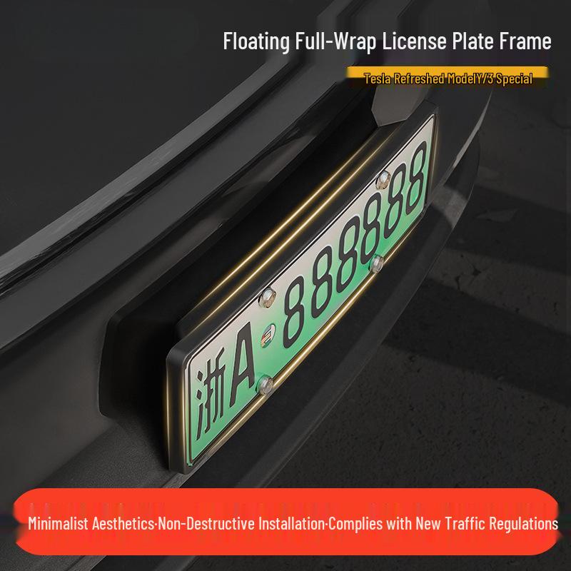 Tesla Model Y/3 Floating License Plate Frame Kit (25 Updated Models)