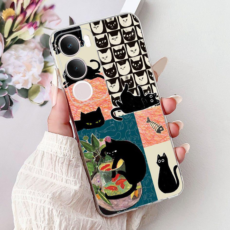 Silicone Case For Vivo Y19s V2419 Cover Lovely Cat Butterfly Cartoon Soft Back Protective Shell For Vivo Y19s 4G Y 19s TPU Coque