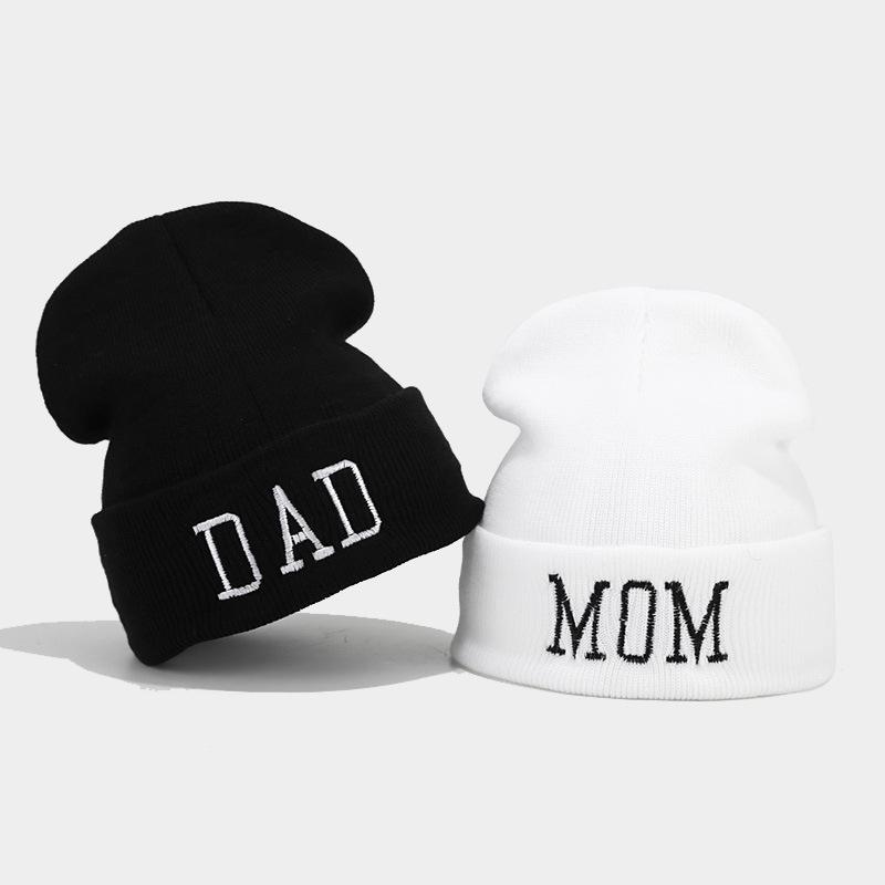 Autumn and winter fashion DAD MOM embroidered knitted hat, hot-selling personalized mom and dad wool warm hat