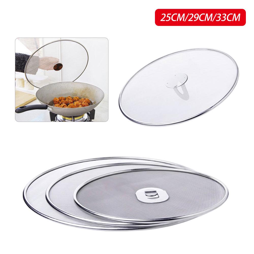 Stainless Steel Pan Cover Lid Oil Proofing Frying Pan Splatter Screen Spill Proof