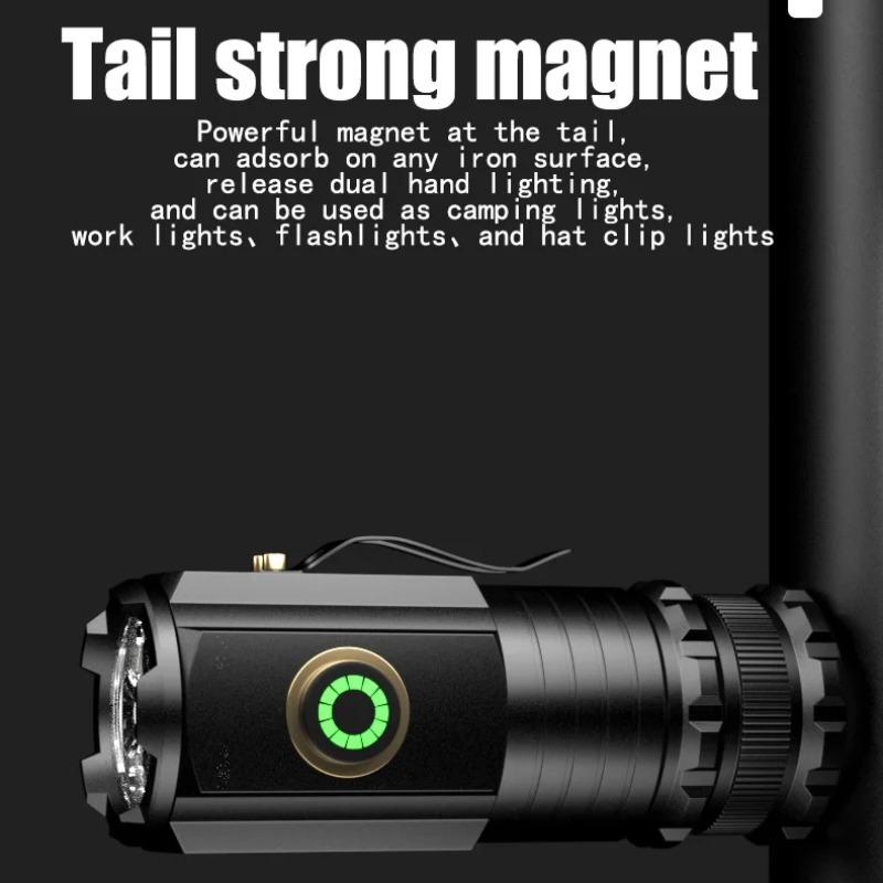2000LM Мощный светодиодный фонарик, перезаряжаемый EDC, тактический брелок-фонарик с магнитом, наружное освещение, походный светильник