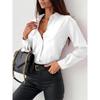 Autumn Simple Solid Color V-neck Women's Shirt Blouse Women's Clothing