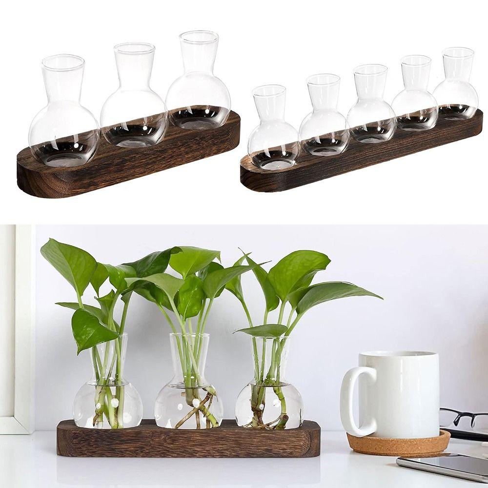 with Wooden Tray Hydroponics Glass Vase Bud Vases Bulb Vase  Home Decoration