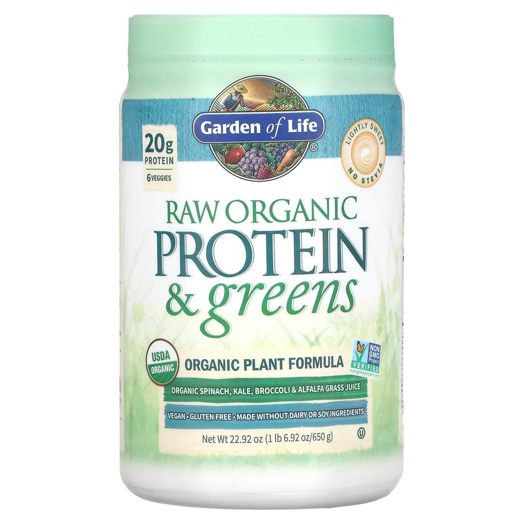 Garden of Life RAW Protein & Vegetables, Organic Plant-Based Formula, Semi-Sweet, 22.92 Oz (650 G)
