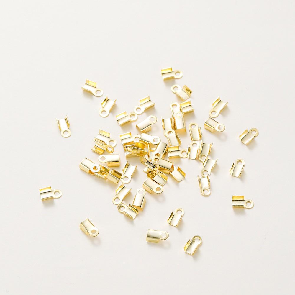 Клипса для кожаного шнурка с позолотой 14k/18k: Настоящее золото, сохранение меди, DIY ювелирная пряжка, обжимная бусина, концевик