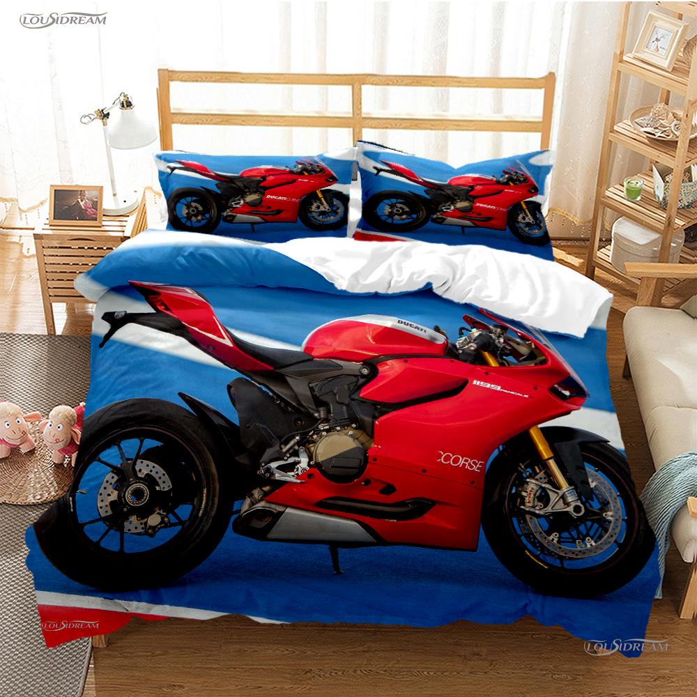 Moto Racing Casal All Season Duvet Cover Comforter Bedding Sets Soft Quilt Cover and Pillowcases Boys Single/Double/Queen/King