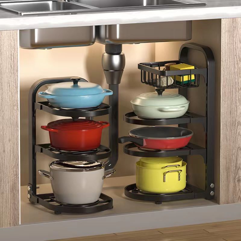 Многоуровневая подставка для бутылок со специями Органайзер для кастрюль и сковородок Крышка для хранения кастрюль Держатель для хранения крышек Кухонная подставка для хранения