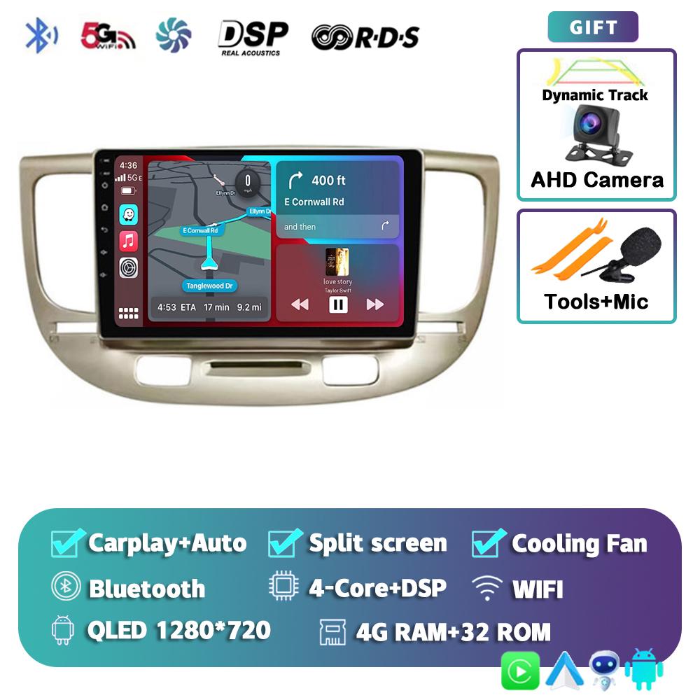 Android 14 Carplay Auto WIFI+4G для Kia RIO 2 RIO2 2005-2011 Автомобильный Радио Мультимедиа Видео Плеер Стерео GPS 2DIN DVD Головное Устройство DSP