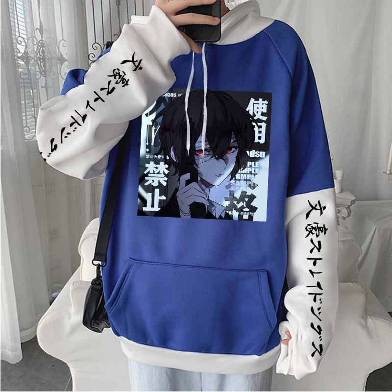 Толстовки с капюшоном из японского аниме Bungo Stray Dogs Harajuku Эстетические Bungou Stray Dogs Osamu Dazai Manga Мужская зимняя уличная одежда Толстовка