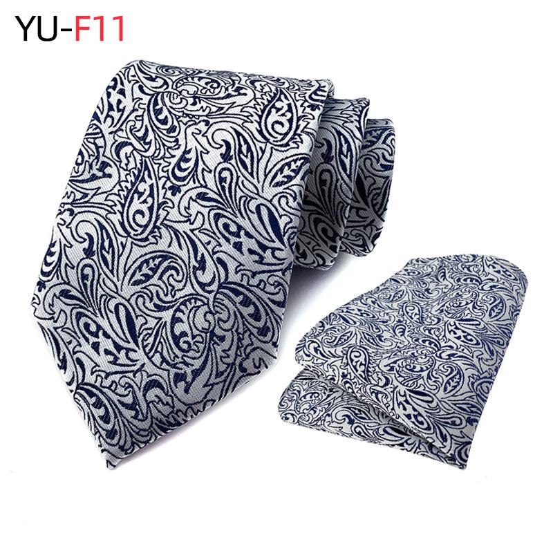 Мужской галстук из двух частей с цветочным принтом, полосатый галстук, деловой модный носовой платок, клетчатый галстук с пейсли