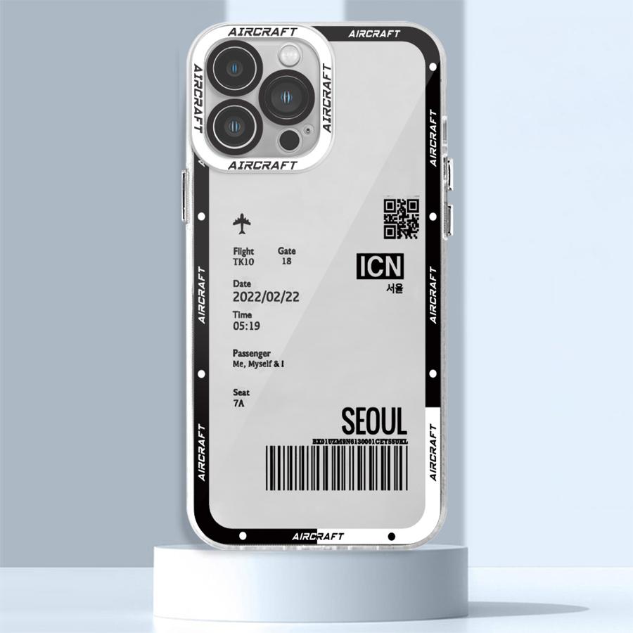 Чехол для телефона с изображением самолета и билетов на автобус для iPhone 16 Pro 13 Pro Max SE 8 7 Plus XR 14 15 Pro Max 11 12 Mini X XS Max Прозрачный Мягкий