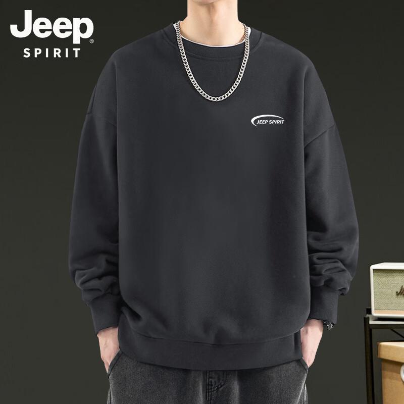 JEEP SPIRIT Men's Logo Print Crew Neck Sweatshirt
