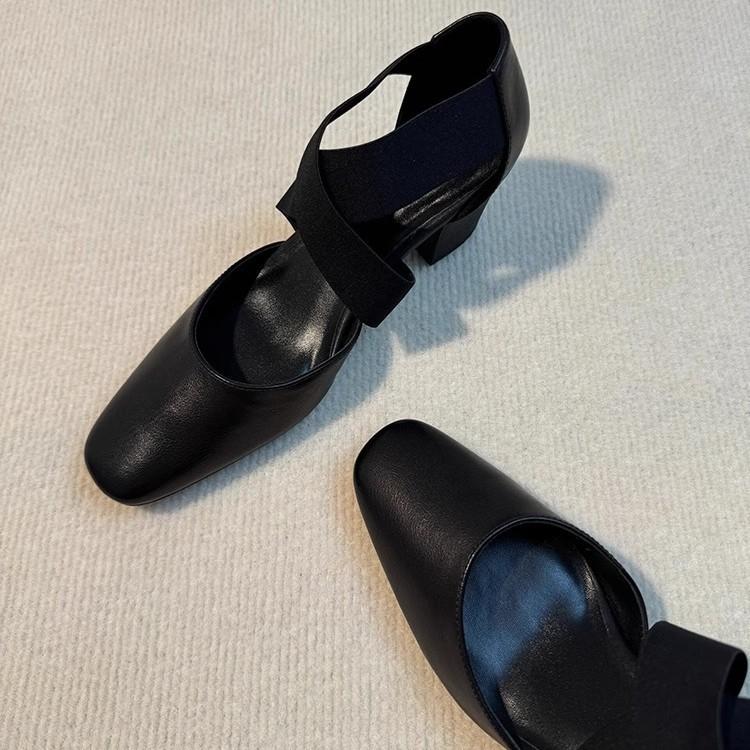 Square Head Niche Comfortable Thick Heel Mary Jane Shoes Women's 2025 Spring and Autumn New Fashion Versatile Cross Belt Hollow Single Shoes