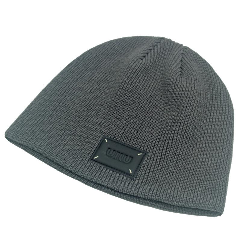 Мужская осенне-зимняя теплая шерстяная шапка, вязаная шапка, однотонная защитная шапка для ушей, шапочки с черепами, шапка с рукавами