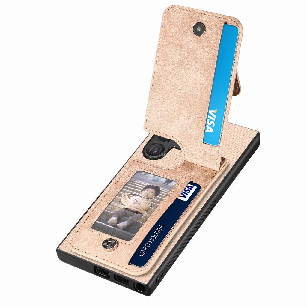 For Samsung Galaxy S25 Ultra Case Leather Phone Back Cover with Zipper Card Holder Kickstand