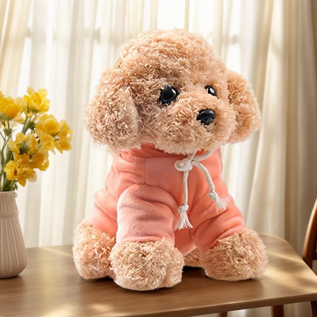 Реалистичная плюшевая игрушка пудель 20 см в розовом наряде. Подарочный набор для девочек (Подарок на день рождения, День святого Валентина, Белый день). Мягкий Декор для Собак. Подарок для детского душа